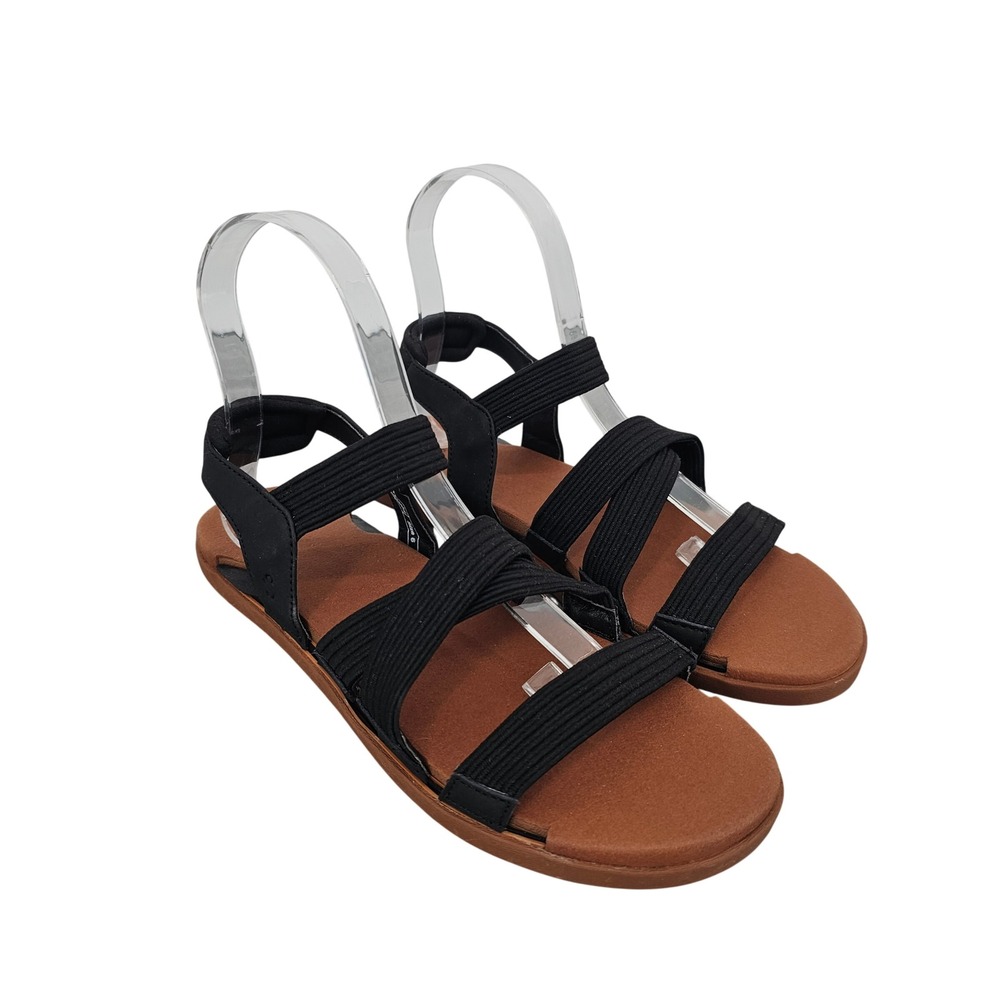Solely Jane Interchangeable Sandals Black Straps Womens‎ 6 6.5  Maui Walnut